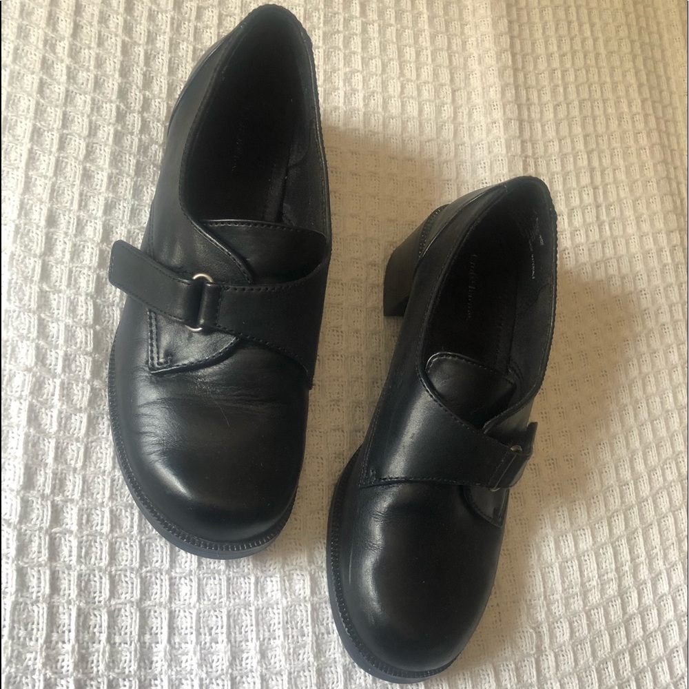 Bleck Velcro Mary Jane chunky heel